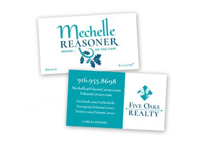 Corporate Design | Business Card | Mechelle Reasoner & Five Oaks Realty | Folsom